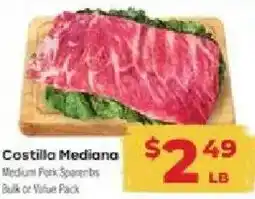 Supermercado El Rancho Costilla Mediana Medium Pork Spare ribs offer
