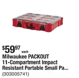 The Home Depot Milwaukee packout 11-compartment impact resistant portable small pa... offer