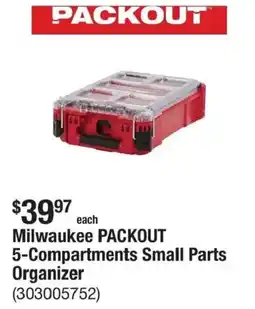 The Home Depot Milwaukee packout 5-compartments small parts organizer offer