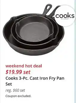 JC Penney Cooks Cast Iron Fry Pan Set offer