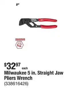 The Home Depot Milwaukee 5 in. Straight Jaw Pliers Wrench offer