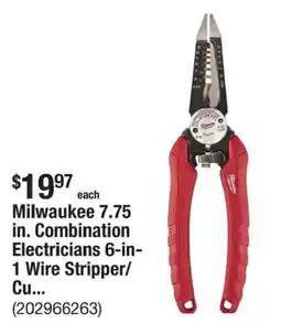 The Home Depot Milwaukee 7.75 in. Combination Electricians 6-in-1 Wire Stripper/Cu... offer
