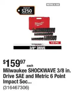 The Home Depot Milwaukee shockwave 3/8 in. drive sae and metric 6 point impact soc... offer