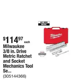The Home Depot Milwaukee 3/8 in. Drive Metric Ratchet and Socket Mechanics Tool Se... offer