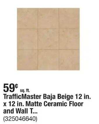 Trafficmaster baja beige matte ceramic floor and wall tile