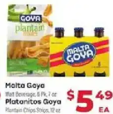 Supermercado El Rancho Malta Goya Malt Beverage or Platanitos Goya Plantain Chips Strips offer