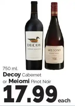 Harris Teeter Decoy Cabernet or Meiomi Pinot Noir offer
