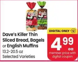 Albertsons Dave's Killer Thin Sliced Bread, Bagels or English Muffins offer
