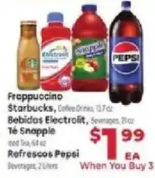 Supermercado El Rancho Frappuccino Starbucks, Coffee Drinks, Té Snapple, Refrescos Pepsi offer