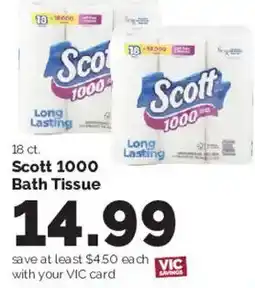 Harris Teeter Scott 1000 Bath Tissue offer