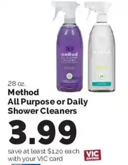 Harris Teeter Method All Purpose or Daily Shower Cleaners offer