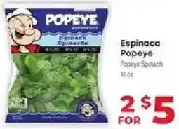 Supermercado El Rancho Popeye spinach offer