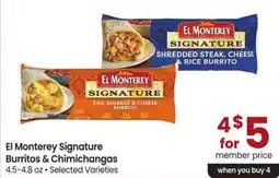 Albertsons El Monterey Signature Burritos & Chimichangas offer