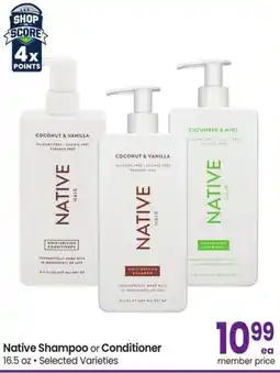 Albertsons Native Shampoo or Conditioner offer