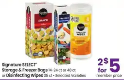 Albertsons Signature Select Storage & Freezer Bags or Disinfecting Wipes offer