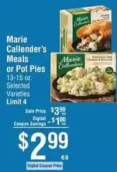 Smart & Final Marie Callender's Meals or Pot Pies offer
