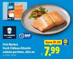 Lidl Fish Market fresh Chilean Atlantic salmon portions, skin on offer