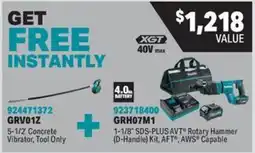 Fastenal Xgt 40v max 1-1/8" sds-plus avt rotary hammer d-handle kit offer