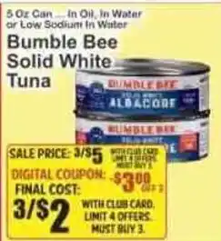 Key Food Bumble Bee Solid White Tuna offer