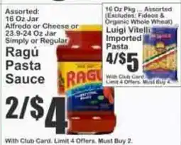Key Food Ragu pasta sauce offer