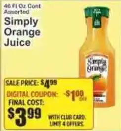Key Food Simply Orange Juice offer