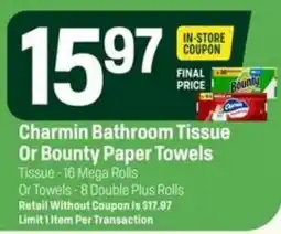 Super 1 Foods Charmin Bathroom Tissue Or Bounty Paper Towels offer