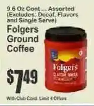 Key Food Folgers ground coffee offer
