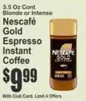 Key Food Nescafe Gold Espresso Instant Coffee offer