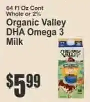 Key Food Organic Valley DHA Omega 3 Milk offer