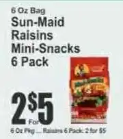 Key Food Sun-Maid raisins mini-snacks offer