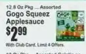 Key Food Gogo Squeeze Applesauce offer