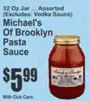 Key Food Michael's Of Brooklyn Pasta Sauce offer