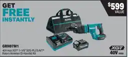 Fastenal Makita 40V max XGT 1-1/8" SDS-PLUS AVT Rotary Hammer (D-Handle) Kit offer