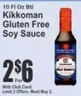Key Food Kikkoman Gluten Free Soy Sauce offer