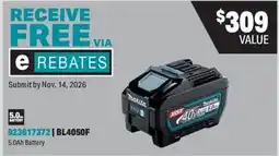 Fastenal Makita 5.0Ah Battery offer