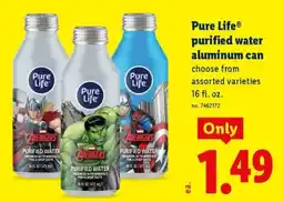 Lidl Pure Life purified water aluminum can offer
