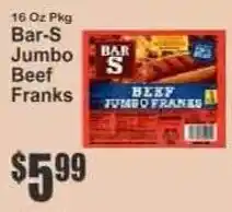 Key Food Bar-S jumbo beef franks offer