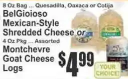 Key Food BelGioioso Mexican-Style Shredded Cheese or Montchevre Goat Cheese Logs offer