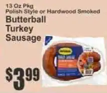 Key Food Polish Style or Hardwood Smoked Butterball Turkey Sausage offer