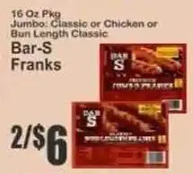Key Food Bar-S Franks offer