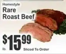Key Food Homestyle rare roast beef offer