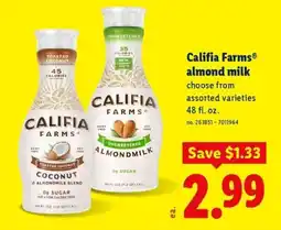 Lidl Califia Farms almond milk offer