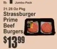 Key Food Strassburger prime beef burgers offer