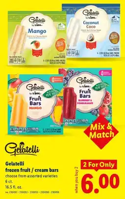 Lidl Gelatelli frozen fruit / cream bars offer