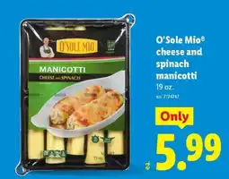 Lidl O'Sole Mio cheese and spinach manicotti offer