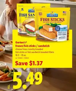 Lidl Gorton's frozen fish sticks / sandwich offer