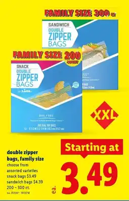 Lidl Lidl double zipper bags, family size offer