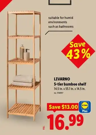LivarNo 5-tier bamboo shelf
