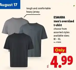 Lidl Esmara men's oversized t-shirt offer