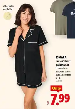 Lidl Esmara ladies' short pajama set offer